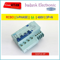 3-Phase RCBO C6 6A 400V 3PN Residual Current Operated Circuit Breaker